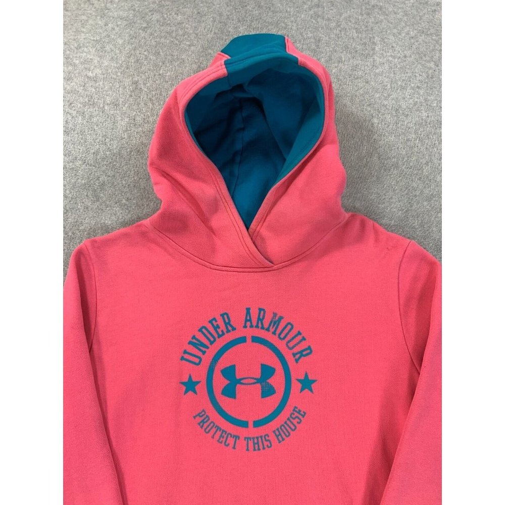 Under Armour Storm Loose Fit Hoodie Sweatshirt (Girl's XL) Pink - Picture 2 of 12